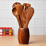 Decorlay Wooden Cooking Spoon Set, 7-Piece, Brown, 35 Cm