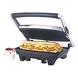 Borosil Jumbo Grill Sandwich Maker | Can Make 4 Sandwich At a Time | Electric Toaster Maker | Non-Stick Coating Plates Opens to 180°, BPA & PTFE Free | Power Indicators | 2 Year Warranty (1000W)