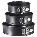 Xacton Aluminum Round Shape Cake Mould for Microwave Oven Bakeware (Black) - 3 Pieces
