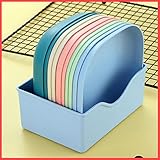 wolpin Square Plastic Dinner Plate Set (Set of 10 Pcs) Colorful Snacks/Breakfast Plate with Stand