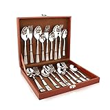 Montavo by FnS Pacific 18 Pc Cutlery Set with Leatherette Box, (6 Dinner Spoon, 6 Dinner Fork, 6 Tea Spoon & 1 Leatherette Box)
